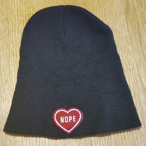 Black Beanie with Heart Patch